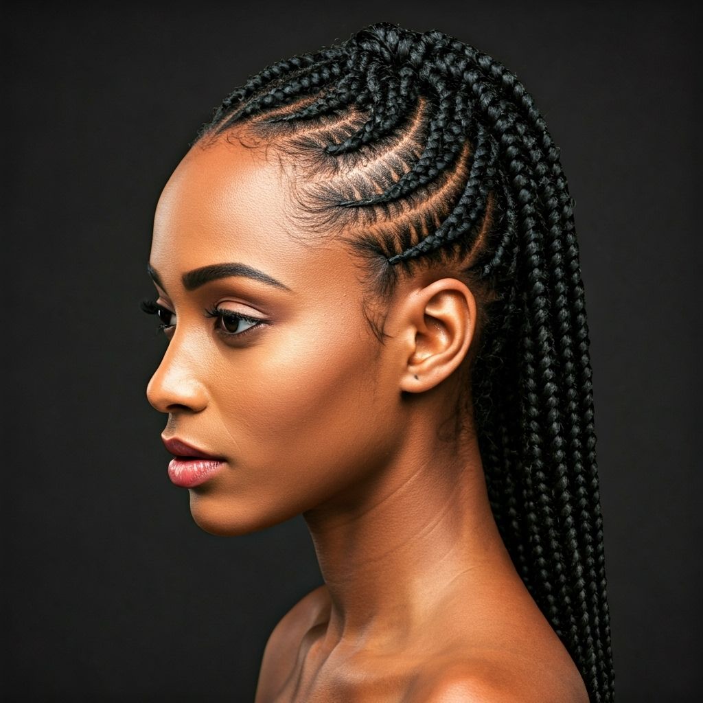 Beautiful woman with professional braided hairstyle